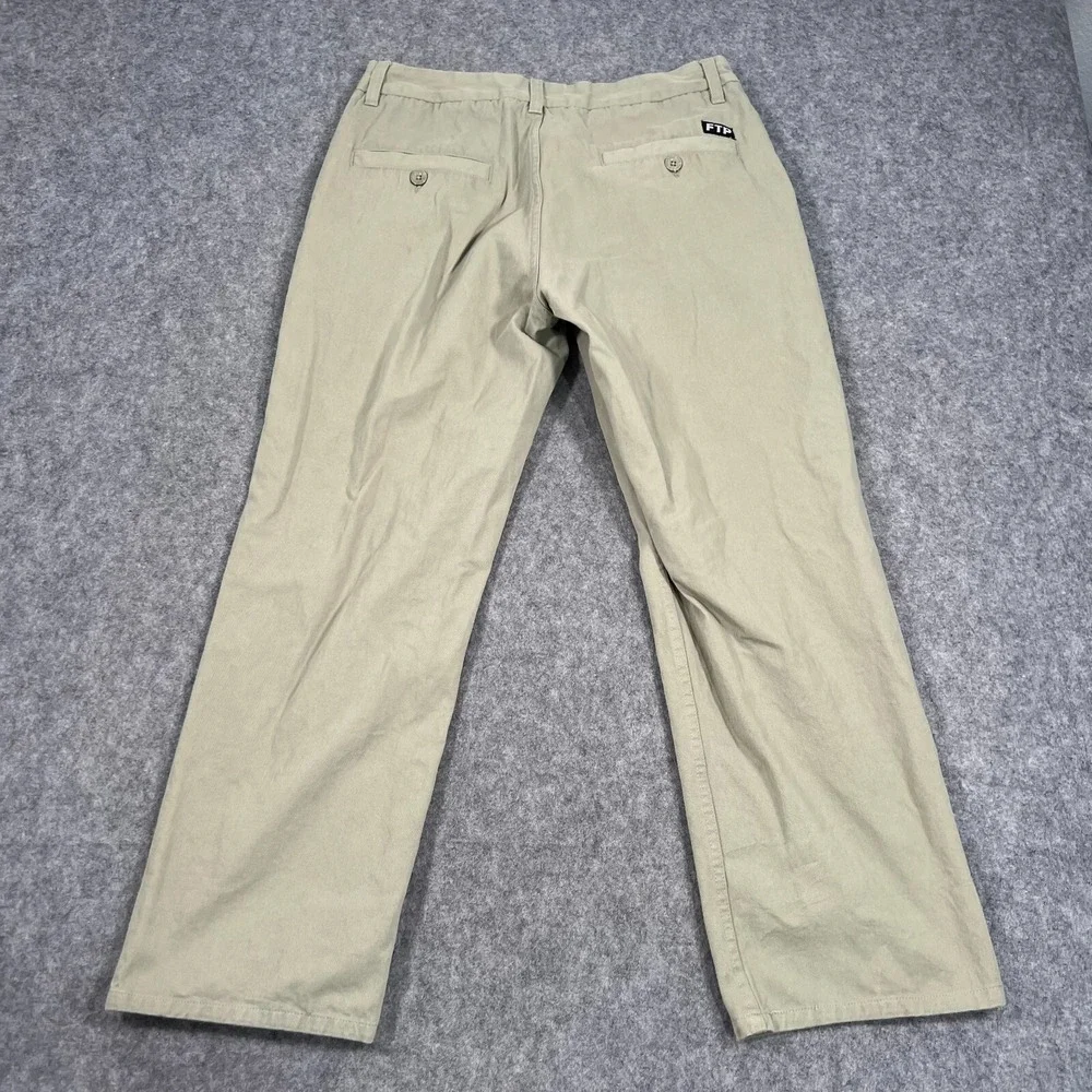 FTP Vintage Beige Flat‎ Front Chino Khaki Straight Leg Pants Men's Size 34x27